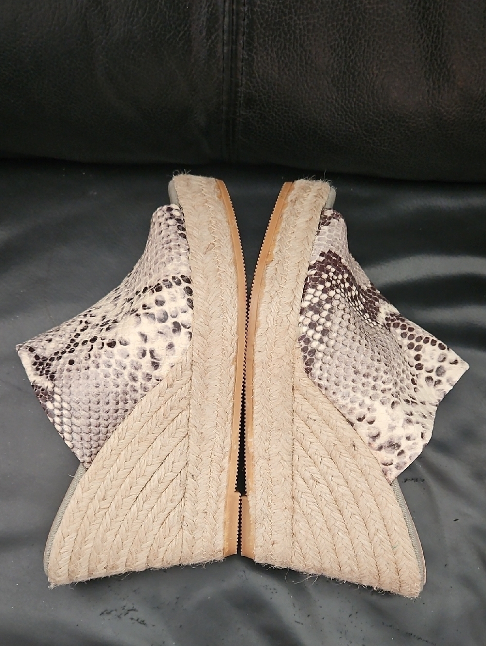 Kanna Open Toe Wedge Heel Mules Sz 6 Snakeskin Print Espadrille Platform Sandals - Picture 7 of 13
